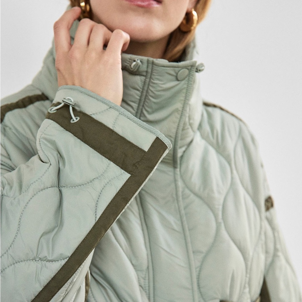 We The Free Quilted Bomber Jacket in Light Green
